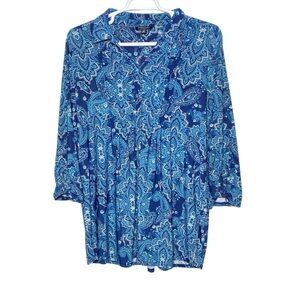 Roz & Ali Blue Paisley Blouse